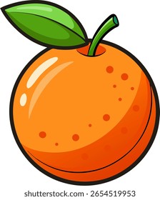 Alaranjado de desenho animado feliz com forma redonda e olhos bonitos no estilo de vetor colorido plano para ilustrações de frutas