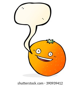 happy cartoon orange with speech bubble