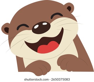 Feliz animação Lontra Sorridente mão desenhada