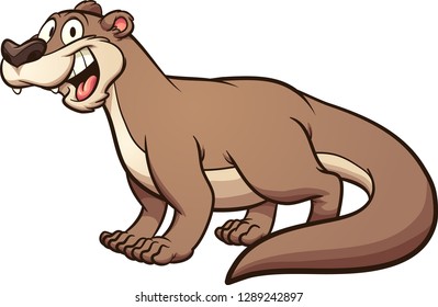 Happy cartoon otter. Vector clip art illustration with simple gradients. All in a single layer. 
