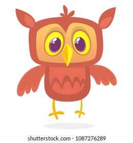 Happy cartoon owl. Vector character isolated. Design for logo or print