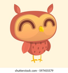 Happy cartoon owl. Vector character
