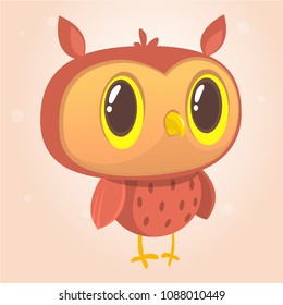 Happy cartoon owl. Vector illustration. Design for print, children book illustration or party decoration