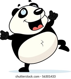 A Happy Cartoon Panda Dancing And Smiling.