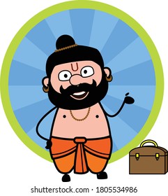 Happy Cartoon Pandit Vorstellung Vektorgrafik Design