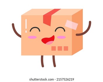 Happy cartoon parcel. Delivery Service. Vector illustration