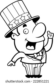A happy cartoon patriotic man with an idea.