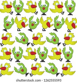 Happy cartoon pattern design for children with a yellow and green bird.