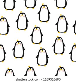 Happy cartoon penguin seamless pattern