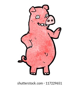 cerdo de caricatura feliz