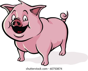 Happy cartoon pig