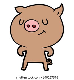 happy cartoon pig