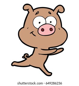 cerdo de caricatura feliz