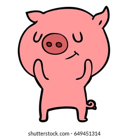cerdo de caricatura feliz