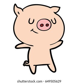 happy cartoon pig