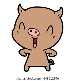 happy cartoon pig