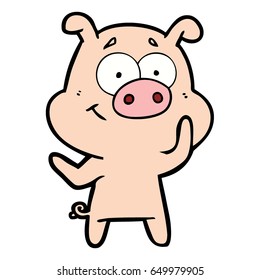 happy cartoon pig