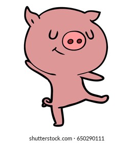 cerdo de caricatura feliz