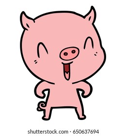 happy cartoon pig