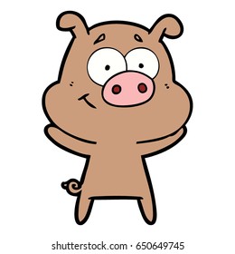 cerdo de caricatura feliz