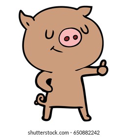 happy cartoon pig