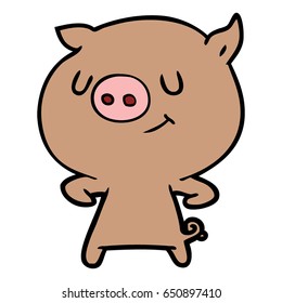 happy cartoon pig