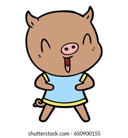 cerdo de caricatura feliz