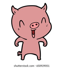 happy cartoon pig