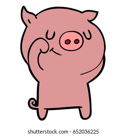 cerdo de caricatura feliz