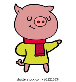 happy cartoon pig