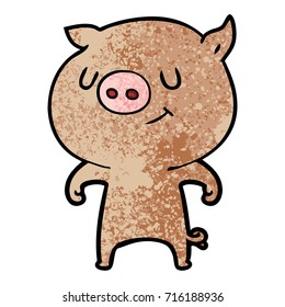 cerdo de caricatura feliz
