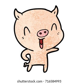 happy cartoon pig