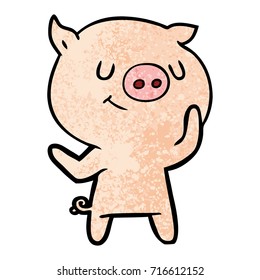 cerdo de caricatura feliz