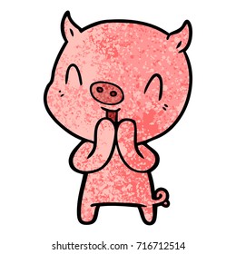 happy cartoon pig