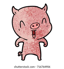 cerdo de caricatura feliz