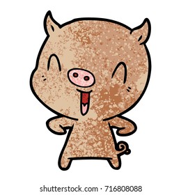 happy cartoon pig