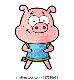 happy cartoon pig