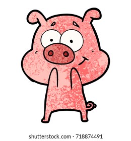 happy cartoon pig