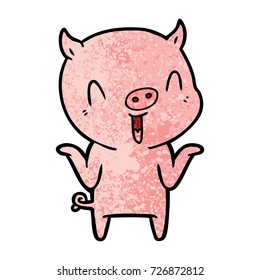 cerdo de caricatura feliz