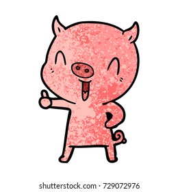happy cartoon pig