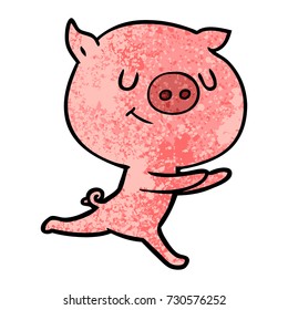 cerdo de caricatura feliz
