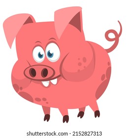 Happy cartoon pig. Illustration of a smiling piggy isolated on white