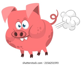 Happy cartoon pig. Illustration of a smiling piggy isolated on white