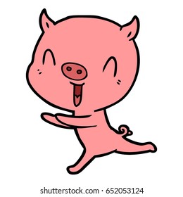 happy cartoon pig running