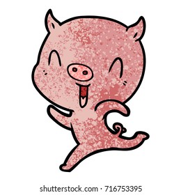 happy cartoon pig running