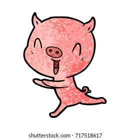 happy cartoon pig running