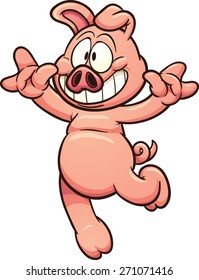 Happy cartoon pig. Vector clip art illustration with simple gradients. All in a single layer