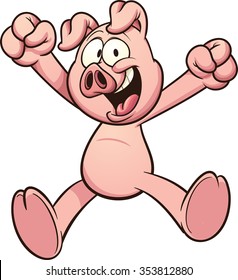 Happy cartoon pig. Vector clip art illustration with simple gradients. All in a single layer.