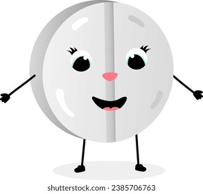 Happy cartoon pill. Vector character for logo medical mascot