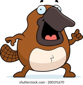 A happy cartoon platypus with an idea.